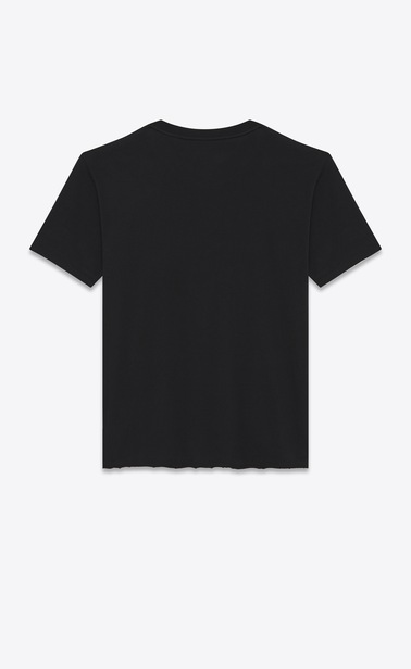 SAINT LAURENT T-Shirt e Jersey Uomo T-shirt oversized nera in jersey di cotone stampato con logo saint laurent color avorio b_V4